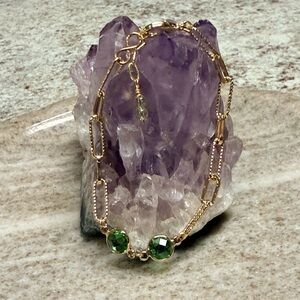 Gold-Filled Peridot Green Bracelet - August Birth Stone.